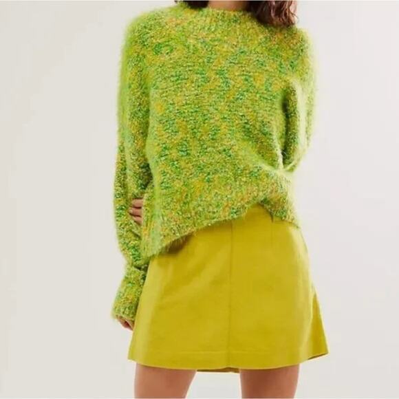 New! Free People Women’s Stardust Pullover Lemon Lime Green Combo, size‎ S - Picture 1 of 16